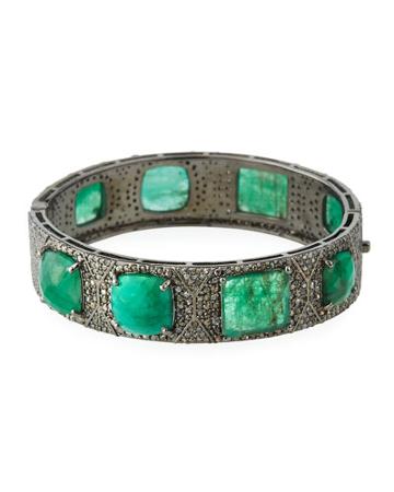 Emerald & Diamond Pav&eacute; Bangle Bracelet