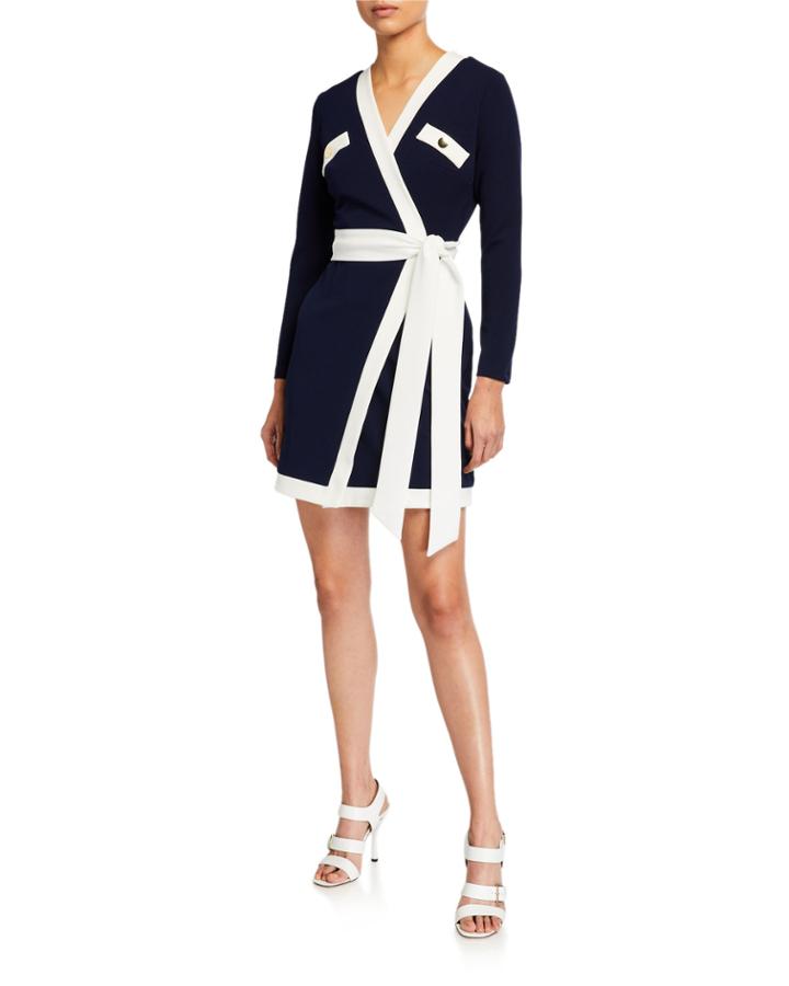 Contrast Asymmetrical Wrap Dress