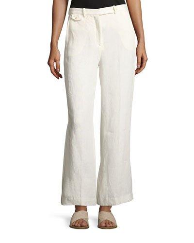 Nadeema Linen Drape Pants, White