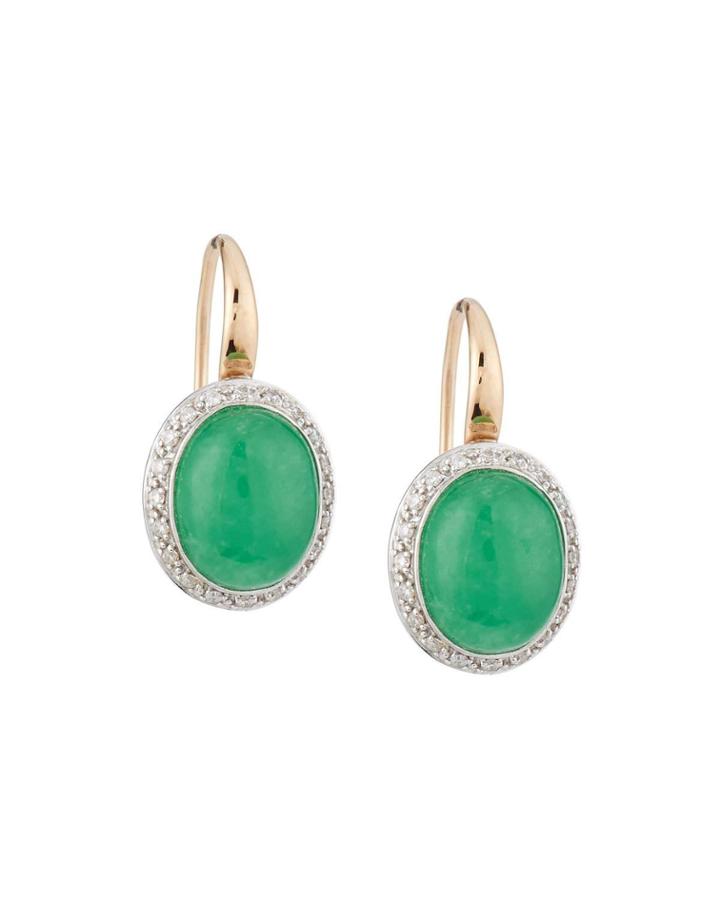 18k Jade & Diamond Drop Earrings