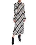 Plaid Button-front Long-sleeve Bias
