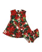 Geranium Print Jersey Dress W/ Bloomers, Size