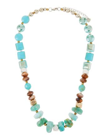 Stone & Crystal Chunky Necklace, Blue/brown