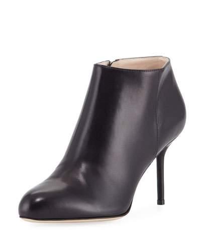 Smooth Leather High Bootie, Black