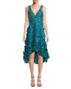 Sleeveless High-low 3d Flower Dress