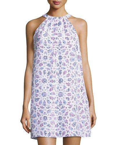 Bianca Mosaic-print Shift Dress, White Pattern