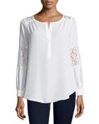 Lace-inset Peasant Tunic, Ivory