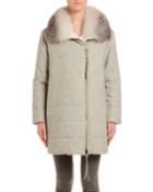 Quilted Parka Coat With Fox-fur Trim