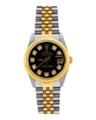 Pre-owned Oyster Perpetual Datejust Jubilee Watch With Diamonds, Gold/steel/black