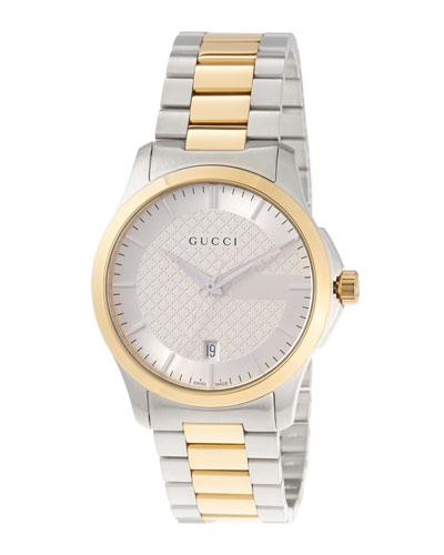 38mm G-timeless Round Two-tone Bracelet Watch, Golden