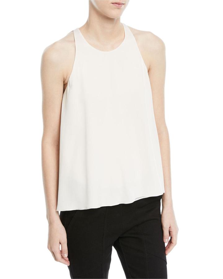 Sleeveless Flowy Top W/ Flounce Back Detail