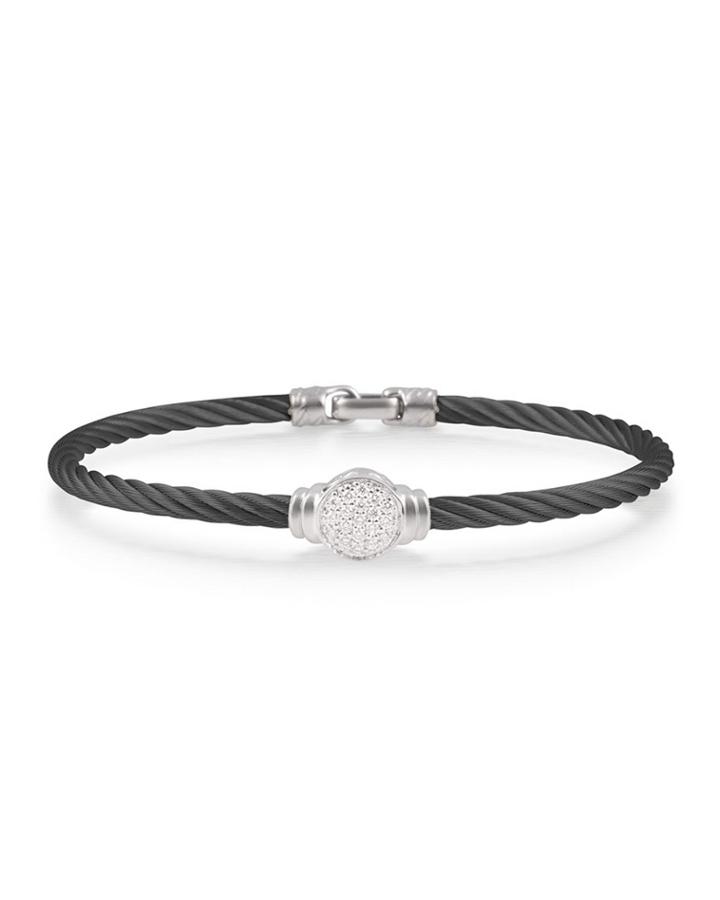 Round Pave Diamond Cable Bracelet, Black