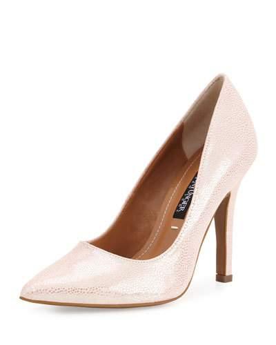 Aileen Pointed-toe Leather Pump, Powder Pink