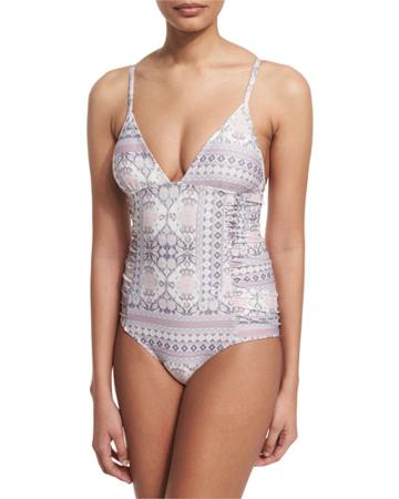 Bella Ruched-sides Printed One-piece