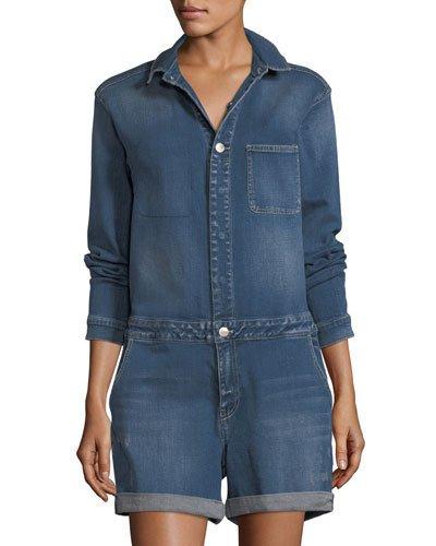 Long-sleeve Denim Romper