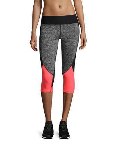 Ava Progressive Space-dyed Performance Leggings, Black/orange