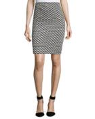 Novelty Jersey Skirt, Black/charcoal/ivory