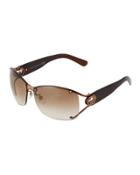 Butterfly Gradient Sunglasses With Open Gg Temple, Brown