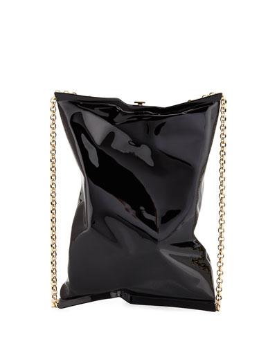 Crisp Packet Matte Hard-shell Shoulder Bag, Black