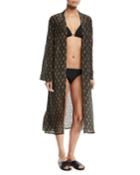 Open-front Hand-embroidered Kaftan Coverup