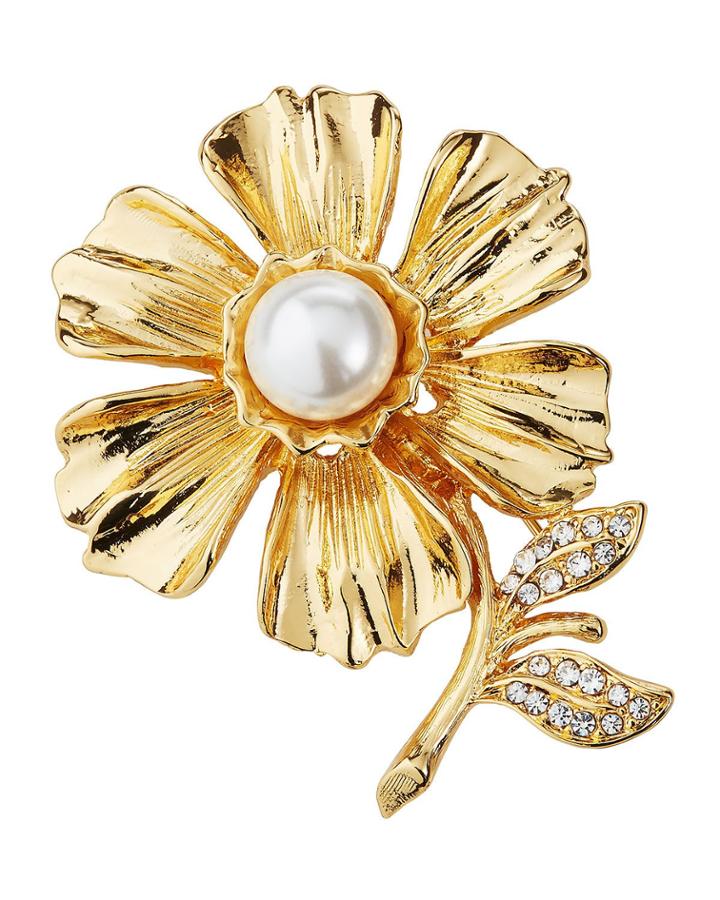 Pearly Flower Crystal Pin