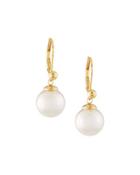 18-karat Yellow Gold Vermeil Pearl Drop Earrings, White