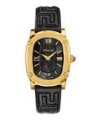 30mm Couture Oval Watch W/ Leather Strap, Golden/black