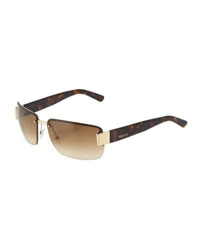 Half-rim Sunglasses, Gold/tortoise