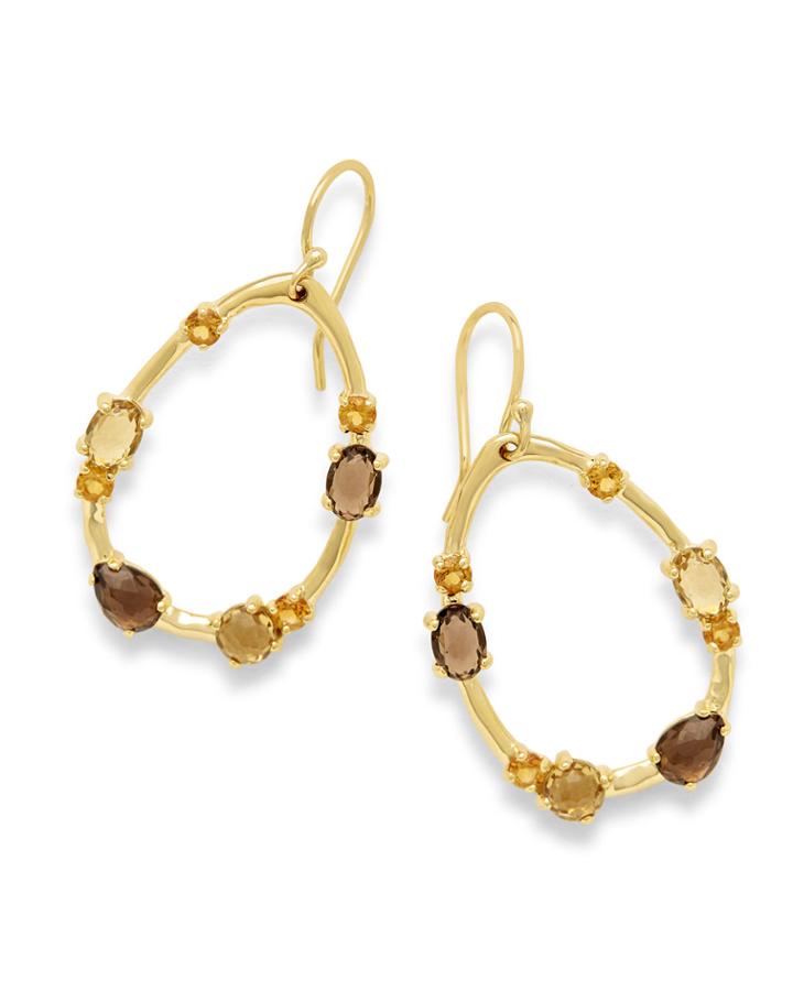 18k Rock Candy Multi-stones On Medium Frame Earrings In Toffee