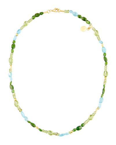 Single-strand Multi-gemstone Beaded Necklace,