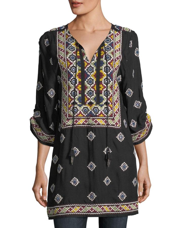 Malti 3/4-sleeve Embroidered Tunic,