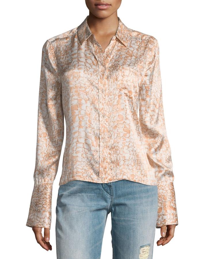 Huntley Crocodile-print One-pocket Silk
