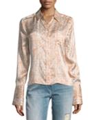 Huntley Crocodile-print One-pocket Silk