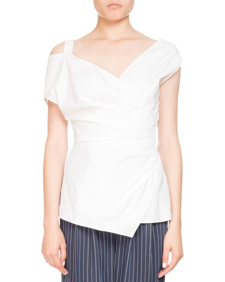 Vona Sleeveless Poplin Wrap Top
