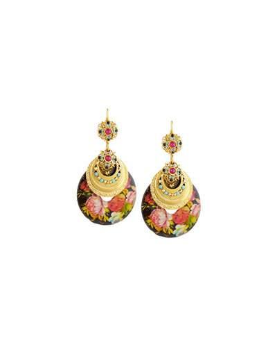 Floral Decoupage Drop Earrings