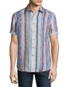South Dakota Textured-stripe Short-sleeve Shirt,