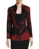 Graphic-print Knit Jacket, Red/black