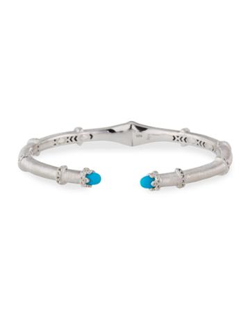 Open White Topaz Rondelle Bangle With Turquoise