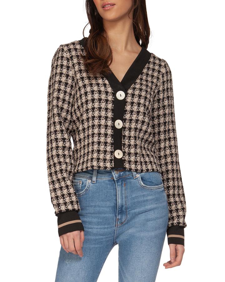 Long-sleeve Tweed Top