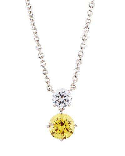 Round Double-drop Cz Crystal Pendant Necklace