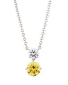 Round Double-drop Cz Crystal Pendant Necklace