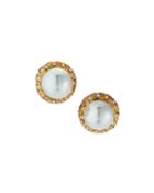Pearly Crystal-set Clip Earrings