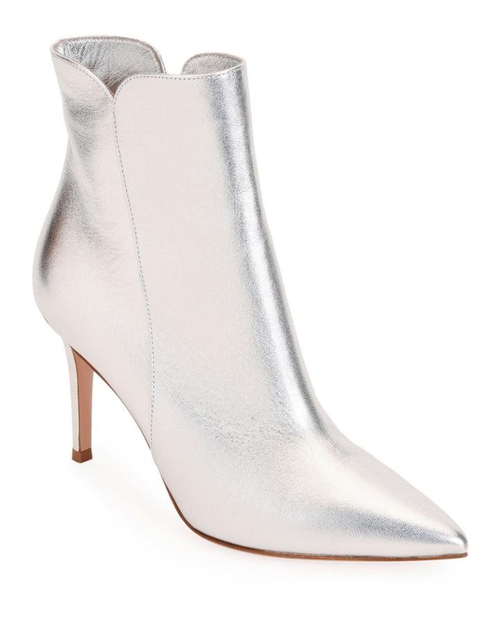 85mm Metallic Leather Booties