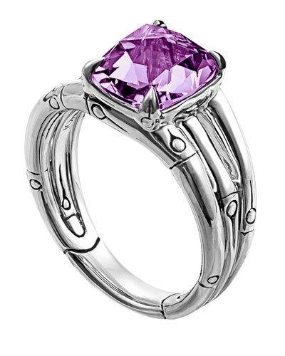 Bamboo Octagonal Amethyst Ring,