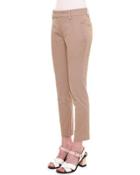Mid-rise Zipper-cuff Slim Pants, Khaki