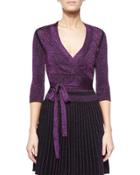 Metallic Knit Tie-waist Cardigan,
