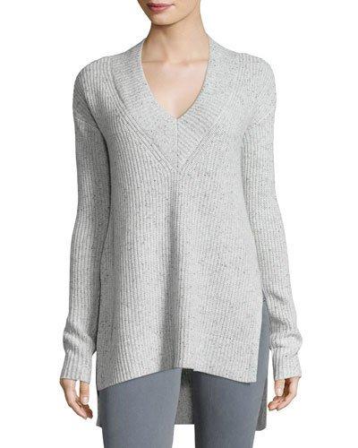 V-neck High-low Cashmere Sweater,