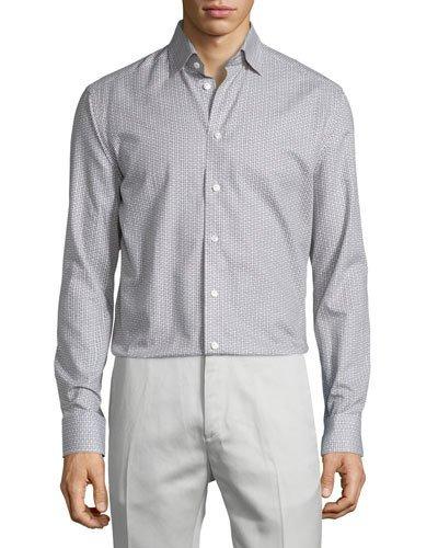 Abstract-print Sport Shirt, Gray Pattern