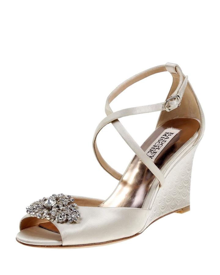 Abigail Embellished Satin Wedge