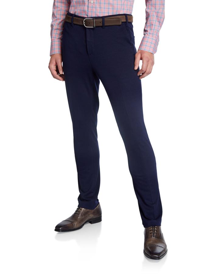 Men's Solid Knitted Chino Pants